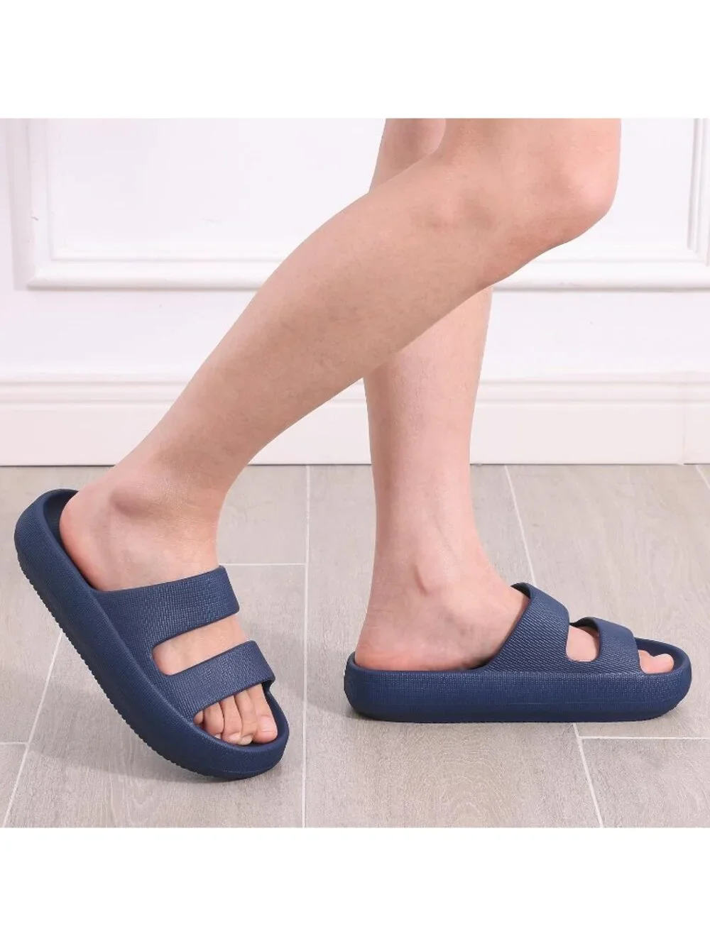 Women's Blue Summer Lightweight Orthopedic Slide Soft Recovery Slip on Sandals